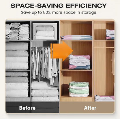 No-Pump Vacuum Storage Bags Cube Compression Space Saver Bags Reusable Large-Capacity Vacuum Bags Press & Seal for Clothes Comforters Blankets Bedding Travel Home Organization (2PCS-Small)