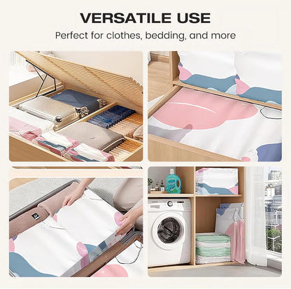 No-Pump Vacuum Storage Bags Cube Compression Space Saver Bags Reusable Large-Capacity Vacuum Bags Press & Seal for Clothes Comforters Blankets Bedding Travel Home Organization (2PCS-Small)