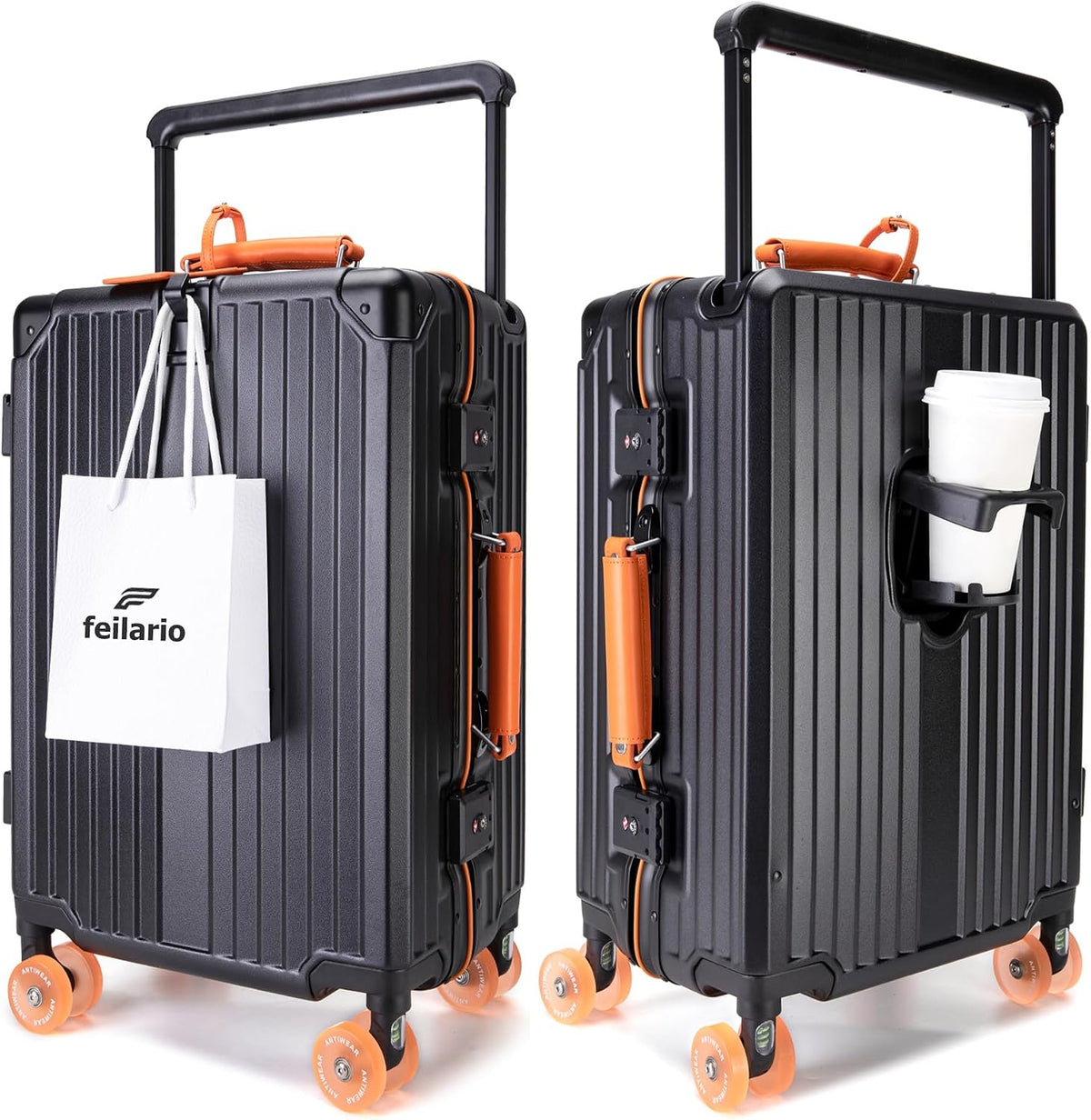 PC Carry On Luggage, Aluminum Frame Wide Handle, TSA Lock | Front laptop compartment, PC+ABS shell and spinner wheels keep work essentials reachable for meetings and airports