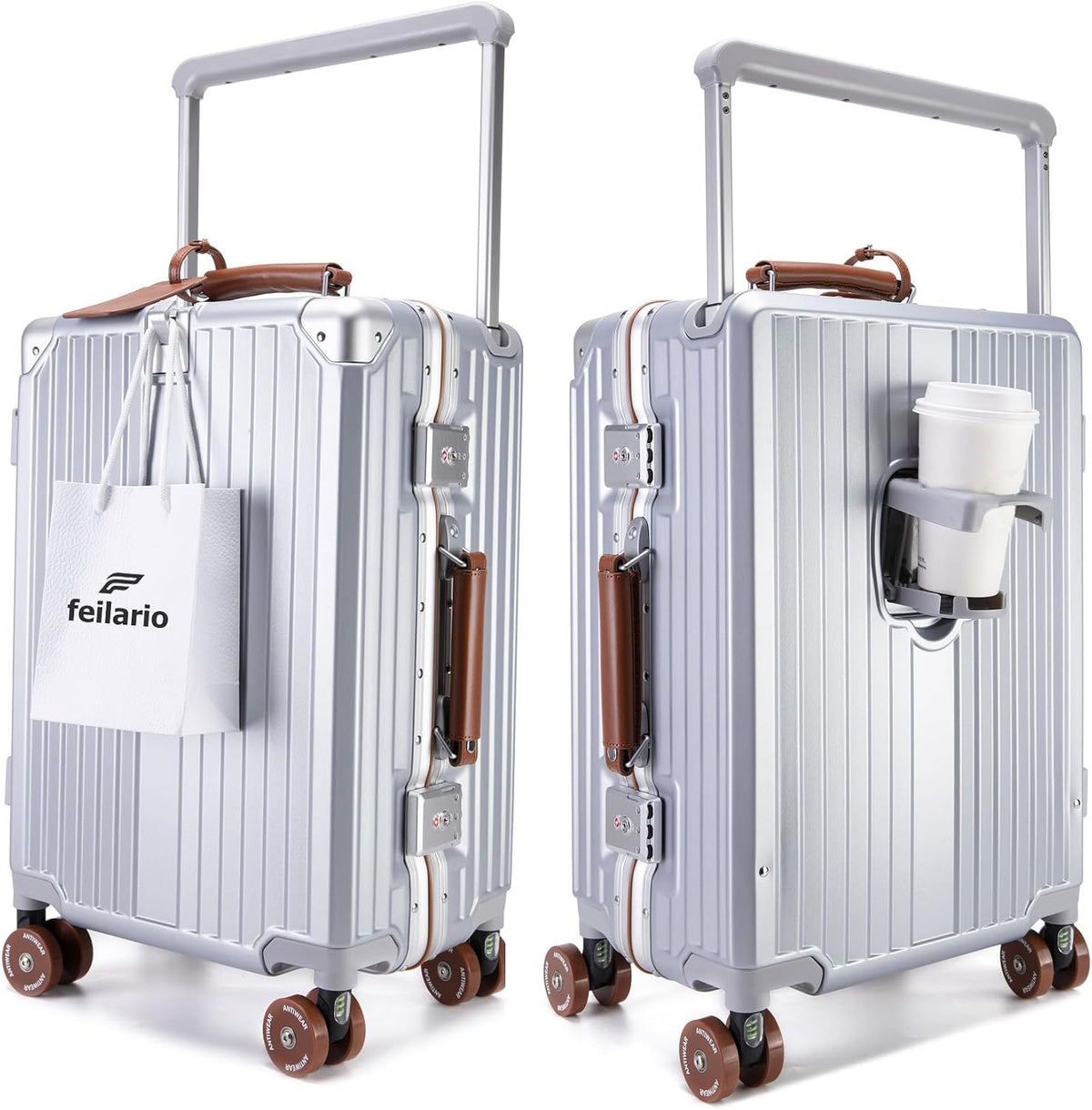PC Carry On Luggage, Aluminum Frame Wide Handle, TSA Lock | Front laptop compartment, PC+ABS shell and spinner wheels keep work essentials reachable for meetings and airports