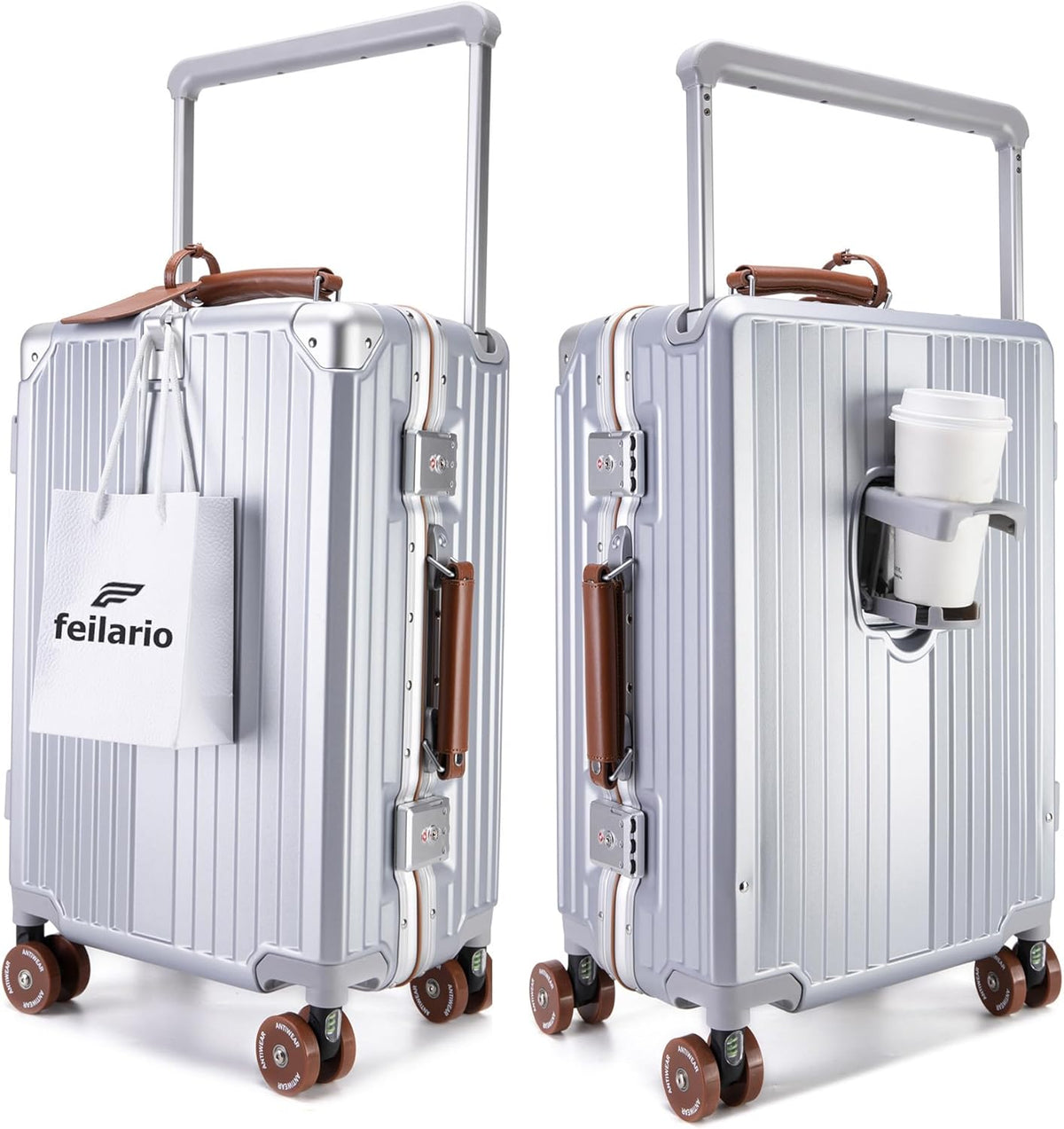 PC Carry On Luggage, Aluminum Frame Wide Handle, TSA Lock | Front laptop compartment, PC+ABS shell and spinner wheels keep work essentials reachable for meetings and airports