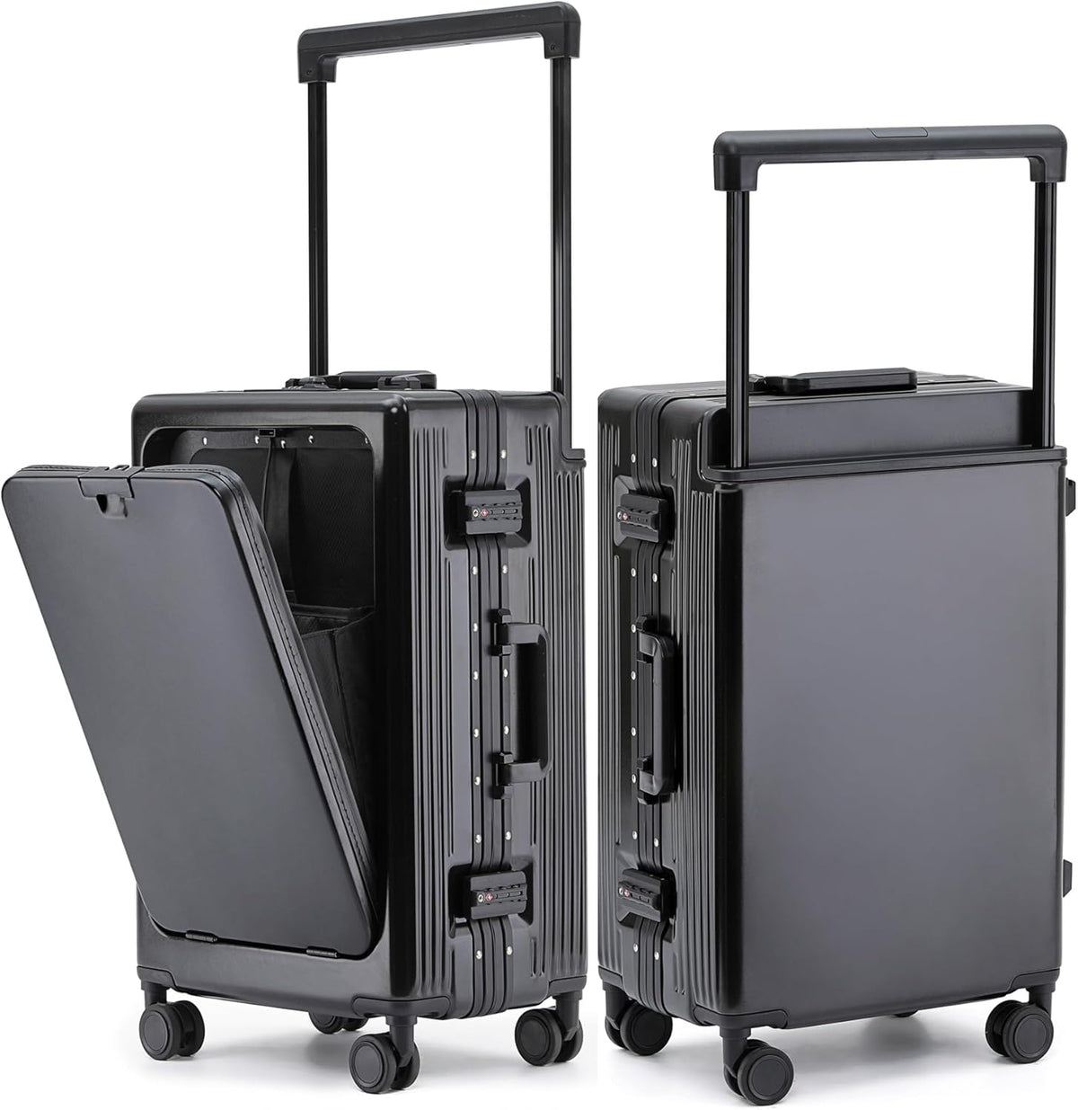 PC Carry On Luggage, Aluminum Frame Wide Handle, TSA Lock | Front laptop compartment, PC+ABS shell and spinner wheels keep work essentials reachable for meetings and airports