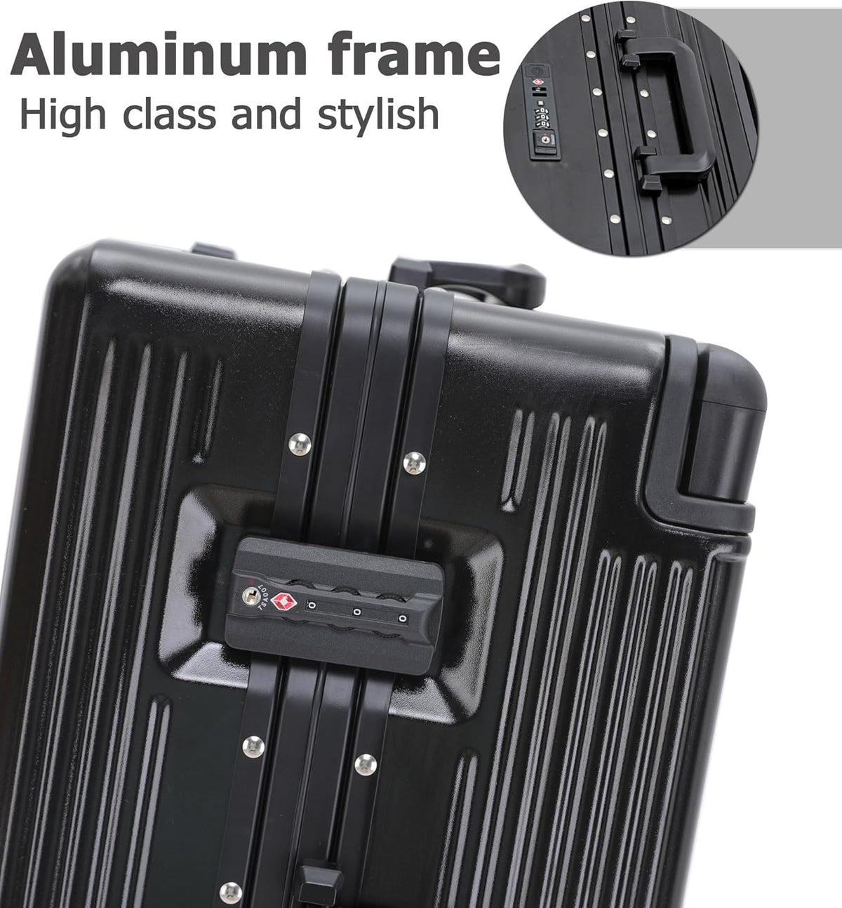 PC Carry On Luggage, Aluminum Frame Wide Handle, TSA Lock | Front laptop compartment, PC+ABS shell and spinner wheels keep work essentials reachable for meetings and airports
