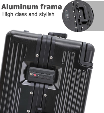 PC Carry On Luggage, Aluminum Frame Wide Handle, TSA Lock | Front laptop compartment, PC+ABS shell and spinner wheels keep work essentials reachable for meetings and airports