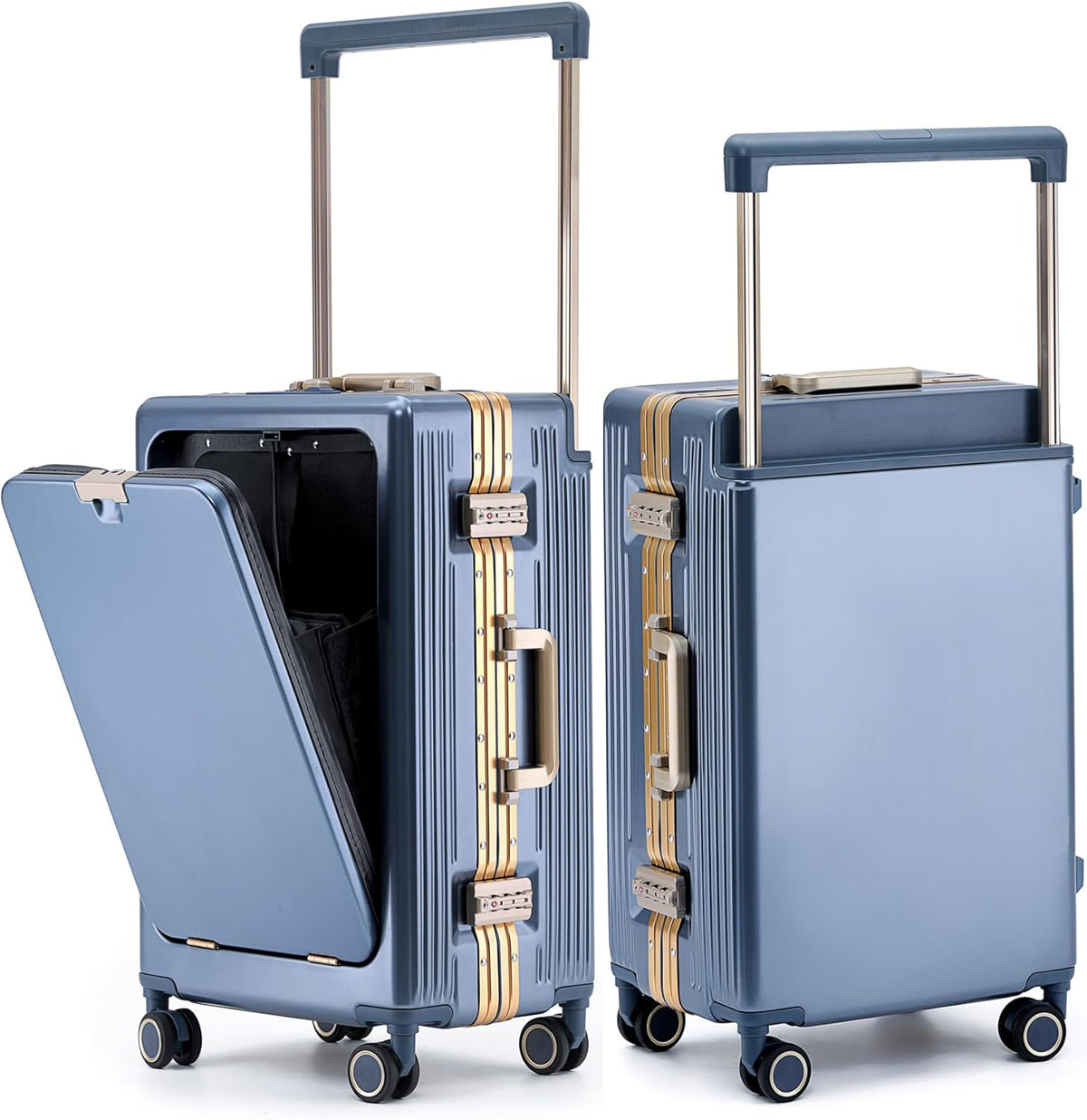 PC Carry On Luggage, Aluminum Frame Wide Handle, TSA Lock | Front laptop compartment, PC+ABS shell and spinner wheels keep work essentials reachable for meetings and airports