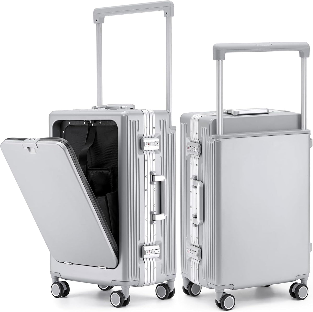 PC Carry On Luggage, Aluminum Frame Wide Handle, TSA Lock | Front laptop compartment, PC+ABS shell and spinner wheels keep work essentials reachable for meetings and airports