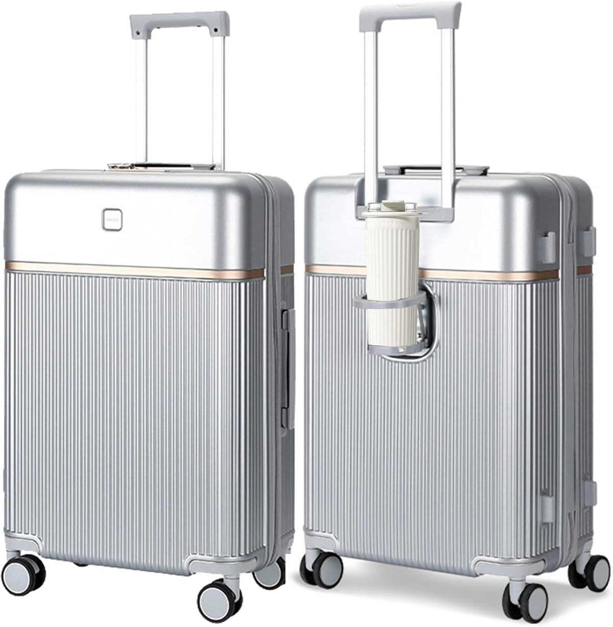 PC Carry On Luggage, Aluminum Frame Wide Handle, TSA Lock | Front laptop compartment, PC+ABS shell and spinner wheels keep work essentials reachable for meetings and airports