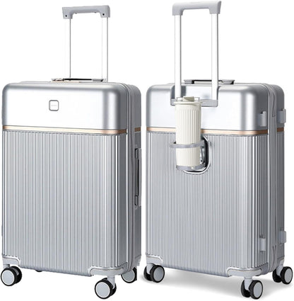 PC Carry On Luggage, Aluminum Frame Wide Handle, TSA Lock | Front laptop compartment, PC+ABS shell and spinner wheels keep work essentials reachable for meetings and airports