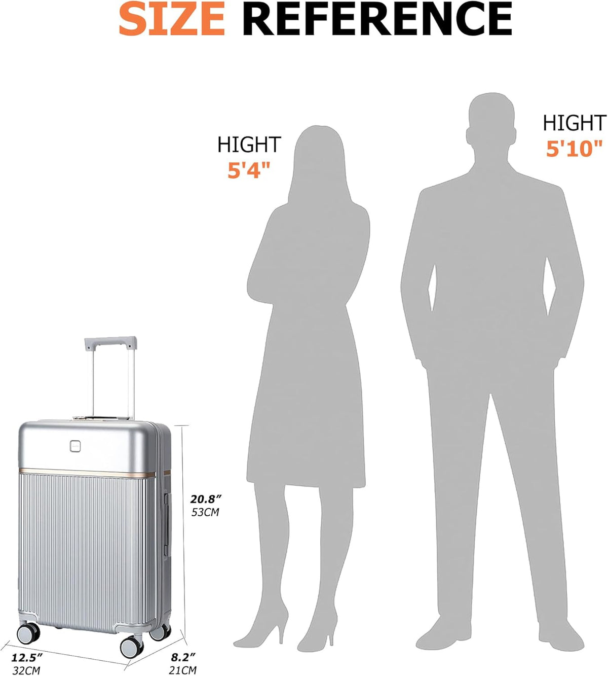 PC Carry On Luggage, Aluminum Frame Wide Handle, TSA Lock | Front laptop compartment, PC+ABS shell and spinner wheels keep work essentials reachable for meetings and airports