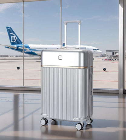PC Carry On Luggage, Aluminum Frame Wide Handle, TSA Lock | Front laptop compartment, PC+ABS shell and spinner wheels keep work essentials reachable for meetings and airports