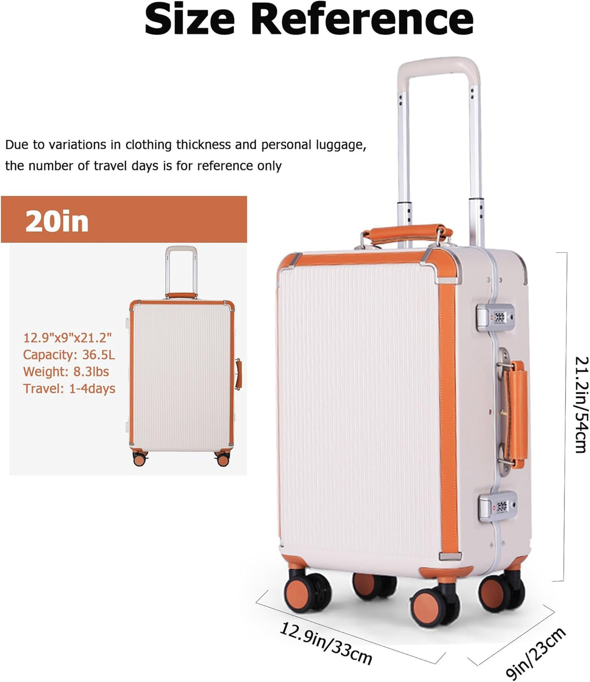 PC Carry On Luggage, Aluminum Frame Wide Handle, TSA Lock | Front laptop compartment, PC+ABS shell and spinner wheels keep work essentials reachable for meetings and airports