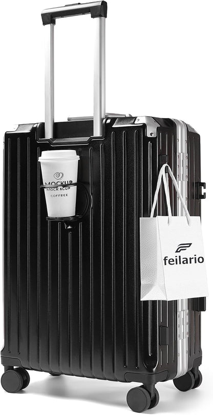 PC Carry On Luggage, Aluminum Frame Wide Handle, TSA Lock | Front laptop compartment, PC+ABS shell and spinner wheels keep work essentials reachable for meetings and airports