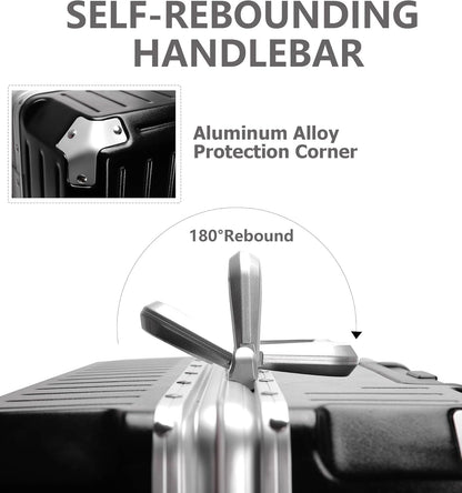 PC Carry On Luggage, Aluminum Frame Wide Handle, TSA Lock | Front laptop compartment, PC+ABS shell and spinner wheels keep work essentials reachable for meetings and airports