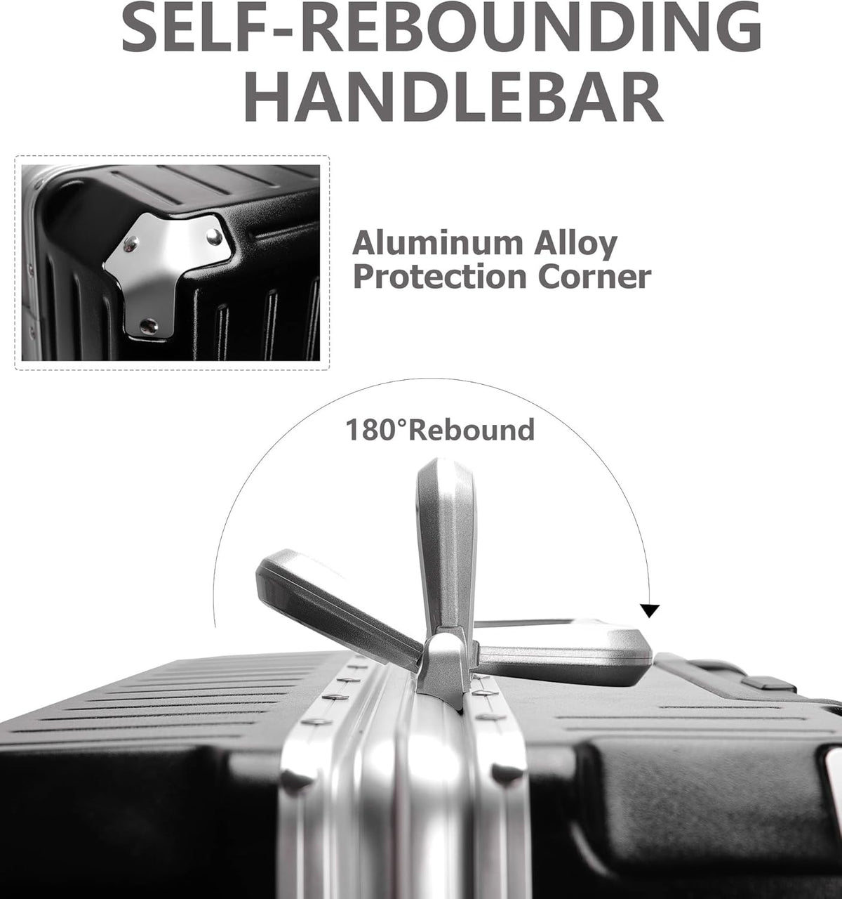 PC Carry On Luggage, Aluminum Frame Wide Handle, TSA Lock | Front laptop compartment, PC+ABS shell and spinner wheels keep work essentials reachable for meetings and airports