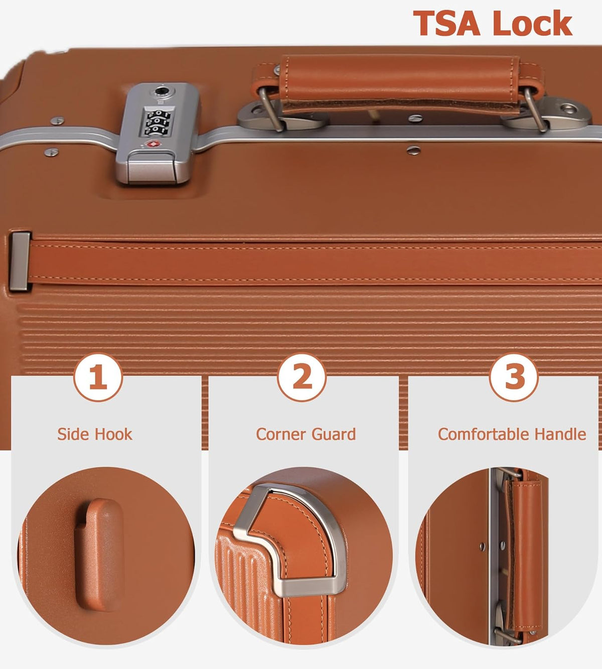 PC Carry On Luggage, Aluminum Frame Wide Handle, TSA Lock | Front laptop compartment, PC+ABS shell and spinner wheels keep work essentials reachable for meetings and airports