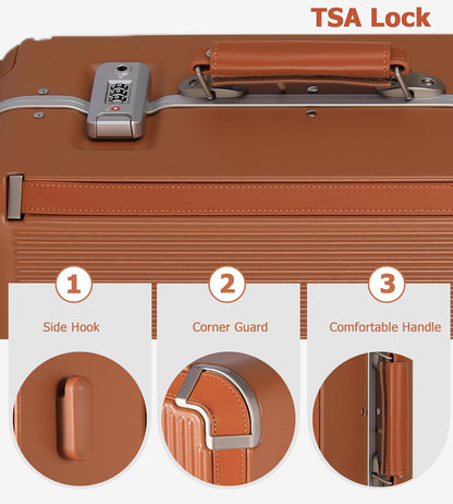 PC Carry On Luggage, Aluminum Frame Wide Handle, TSA Lock | Front laptop compartment, PC+ABS shell and spinner wheels keep work essentials reachable for meetings and airports
