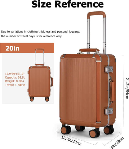 PC Carry On Luggage, Aluminum Frame Wide Handle, TSA Lock | Front laptop compartment, PC+ABS shell and spinner wheels keep work essentials reachable for meetings and airports