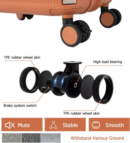 PC Carry On Luggage, Aluminum Frame Wide Handle, TSA Lock | Front laptop compartment, PC+ABS shell and spinner wheels keep work essentials reachable for meetings and airports