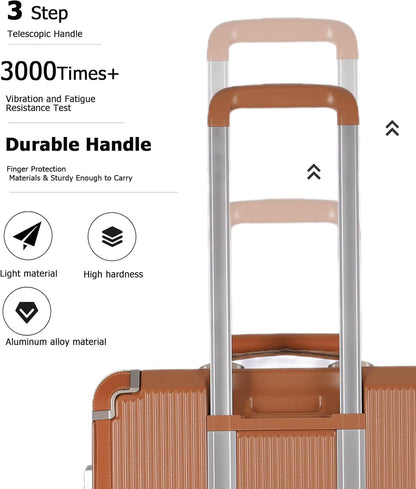 PC Carry On Luggage, Aluminum Frame Wide Handle, TSA Lock | Front laptop compartment, PC+ABS shell and spinner wheels keep work essentials reachable for meetings and airports
