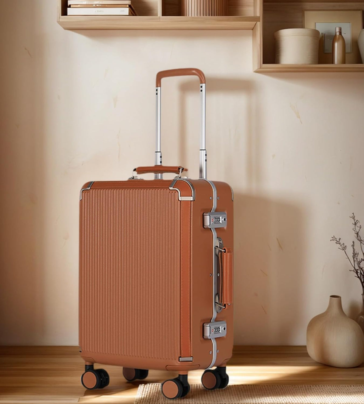 PC Carry On Luggage, Aluminum Frame Wide Handle, TSA Lock | Front laptop compartment, PC+ABS shell and spinner wheels keep work essentials reachable for meetings and airports