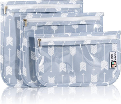 TSA Approved Toiletry Bag, Set of 3 Clear Travel Toiletry Bag Quart Size Zipper Travel Pouch, Waterproof Makeup Cosmetic Bag for Women Men Kids Toiletries Carry on, Flowers