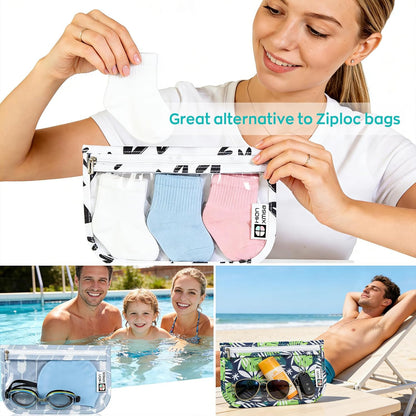 TSA Approved Toiletry Bag, Set of 3 Clear Travel Toiletry Bag Quart Size Zipper Travel Pouch, Waterproof Makeup Cosmetic Bag for Women Men Kids Toiletries Carry on, Flowers
