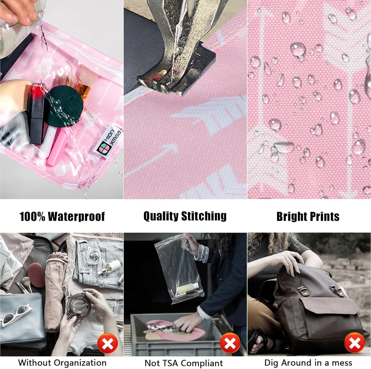 TSA Approved Toiletry Bag, Set of 3 Clear Travel Toiletry Bag Quart Size Zipper Travel Pouch, Waterproof Makeup Cosmetic Bag for Women Men Kids Toiletries Carry on, Flowers