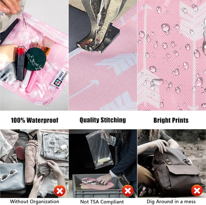 TSA Approved Toiletry Bag, Set of 3 Clear Travel Toiletry Bag Quart Size Zipper Travel Pouch, Waterproof Makeup Cosmetic Bag for Women Men Kids Toiletries Carry on, Flowers
