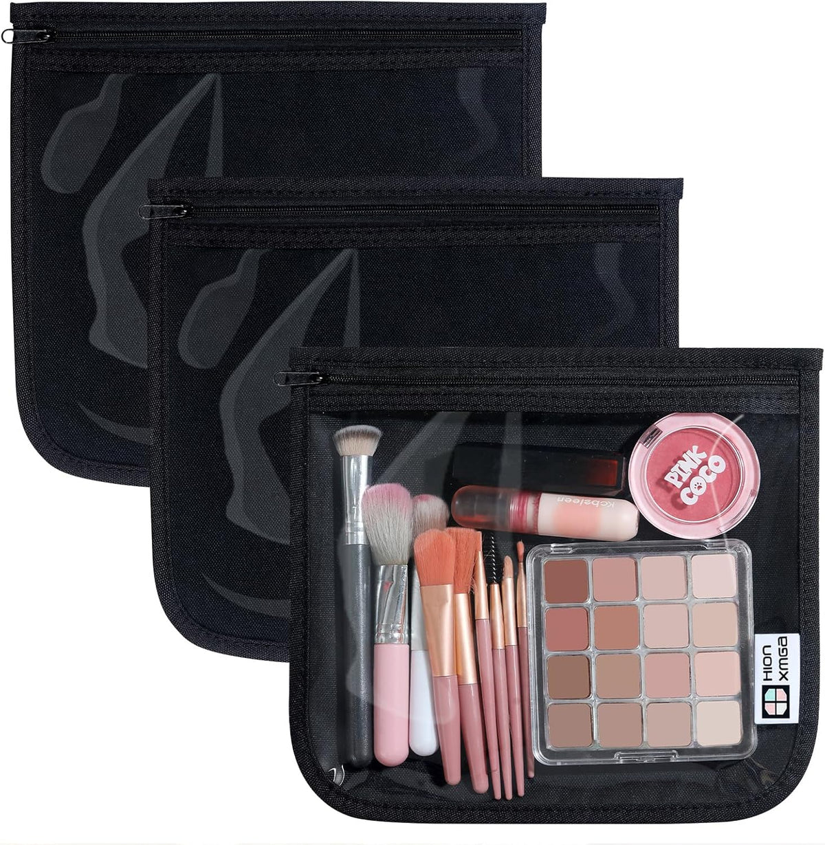 TSA Approved Toiletry Bag, Set of 3 Clear Travel Toiletry Bag Quart Size Zipper Travel Pouch, Waterproof Makeup Cosmetic Bag for Women Men Kids Toiletries Carry on, Flowers