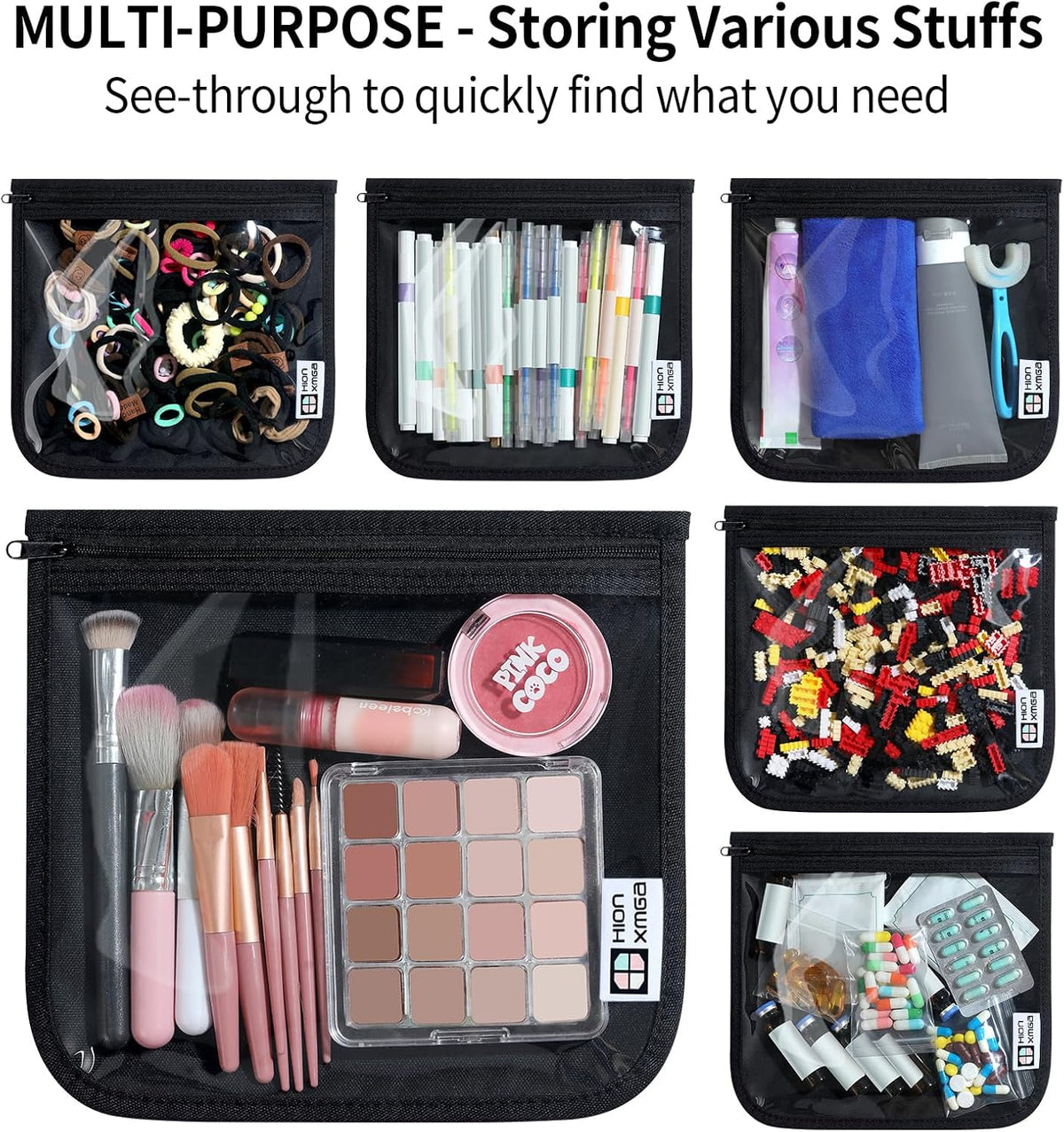 TSA Approved Toiletry Bag, Set of 3 Clear Travel Toiletry Bag Quart Size Zipper Travel Pouch, Waterproof Makeup Cosmetic Bag for Women Men Kids Toiletries Carry on, Flowers