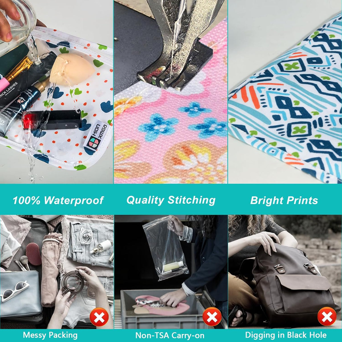 TSA Approved Toiletry Bag, Set of 3 Clear Travel Toiletry Bag Quart Size Zipper Travel Pouch, Waterproof Makeup Cosmetic Bag for Women Men Kids Toiletries Carry on, Flowers