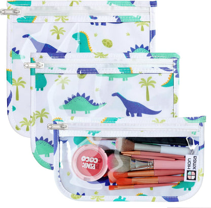 TSA Approved Toiletry Bag, Set of 3 Clear Travel Toiletry Bag Quart Size Zipper Travel Pouch, Waterproof Makeup Cosmetic Bag for Women Men Kids Toiletries Carry on, Flowers