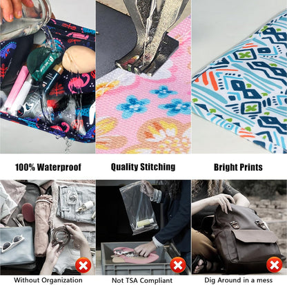 TSA Approved Toiletry Bag, Set of 3 Clear Travel Toiletry Bag Quart Size Zipper Travel Pouch, Waterproof Makeup Cosmetic Bag for Women Men Kids Toiletries Carry on, Flowers