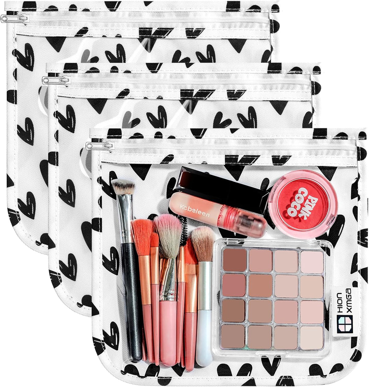 TSA Approved Toiletry Bag, Set of 3 Clear Travel Toiletry Bag Quart Size Zipper Travel Pouch, Waterproof Makeup Cosmetic Bag for Women Men Kids Toiletries Carry on, Flowers
