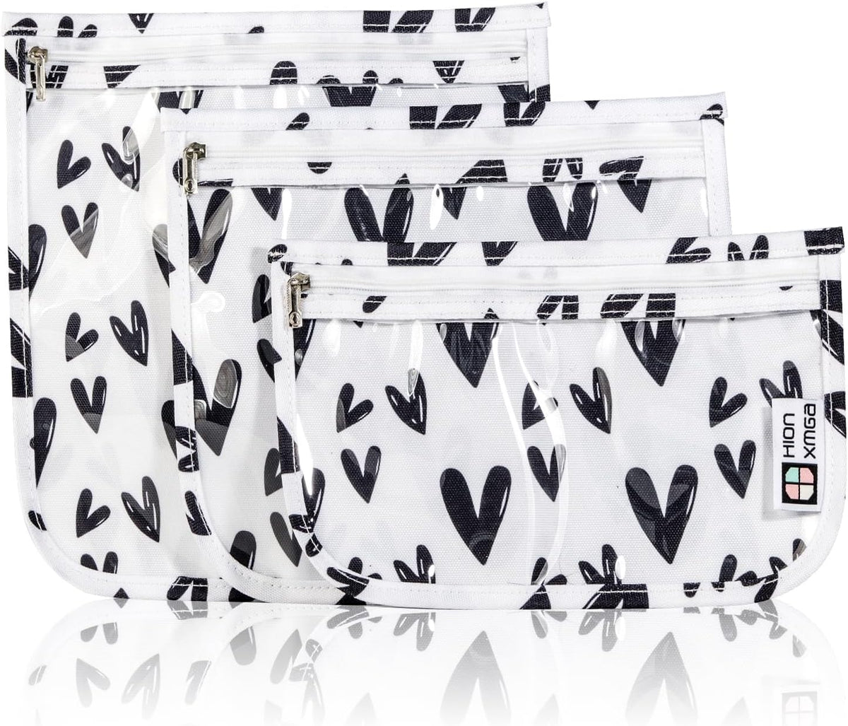 TSA Approved Toiletry Bag, Set of 3 Clear Travel Toiletry Bag Quart Size Zipper Travel Pouch, Waterproof Makeup Cosmetic Bag for Women Men Kids Toiletries Carry on, Flowers