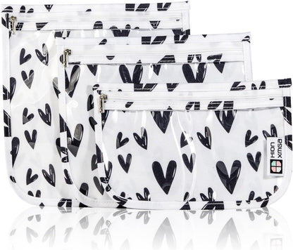 TSA Approved Toiletry Bag, Set of 3 Clear Travel Toiletry Bag Quart Size Zipper Travel Pouch, Waterproof Makeup Cosmetic Bag for Women Men Kids Toiletries Carry on, Flowers