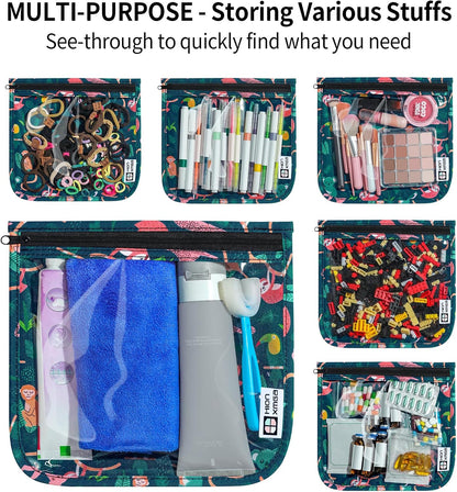 TSA Approved Toiletry Bag, Set of 3 Clear Travel Toiletry Bag Quart Size Zipper Travel Pouch, Waterproof Makeup Cosmetic Bag for Women Men Kids Toiletries Carry on, Flowers