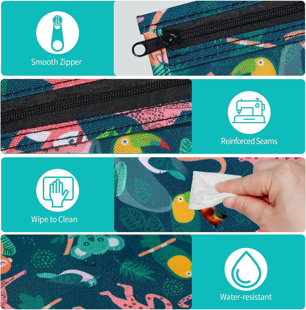 TSA Approved Toiletry Bag, Set of 3 Clear Travel Toiletry Bag Quart Size Zipper Travel Pouch, Waterproof Makeup Cosmetic Bag for Women Men Kids Toiletries Carry on, Flowers
