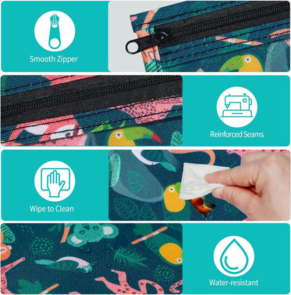 TSA Approved Toiletry Bag, Set of 3 Clear Travel Toiletry Bag Quart Size Zipper Travel Pouch, Waterproof Makeup Cosmetic Bag for Women Men Kids Toiletries Carry on, Flowers