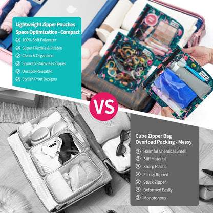 TSA Approved Toiletry Bag, Set of 3 Clear Travel Toiletry Bag Quart Size Zipper Travel Pouch, Waterproof Makeup Cosmetic Bag for Women Men Kids Toiletries Carry on, Flowers