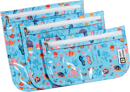 TSA Approved Toiletry Bag, Set of 3 Clear Travel Toiletry Bag Quart Size Zipper Travel Pouch, Waterproof Makeup Cosmetic Bag for Women Men Kids Toiletries Carry on, Flowers