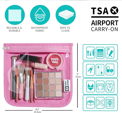 TSA Approved Toiletry Bag, Set of 3 Clear Travel Toiletry Bag Quart Size Zipper Travel Pouch, Waterproof Makeup Cosmetic Bag for Women Men Kids Toiletries Carry on, Flowers