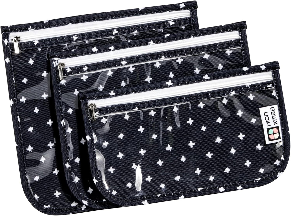 TSA Approved Toiletry Bag, Set of 3 Clear Travel Toiletry Bag Quart Size Zipper Travel Pouch, Waterproof Makeup Cosmetic Bag for Women Men Kids Toiletries Carry on, Flowers