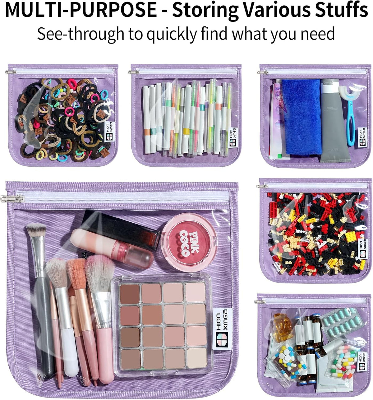 TSA Approved Toiletry Bag, Set of 3 Clear Travel Toiletry Bag Quart Size Zipper Travel Pouch, Waterproof Makeup Cosmetic Bag for Women Men Kids Toiletries Carry on, Flowers