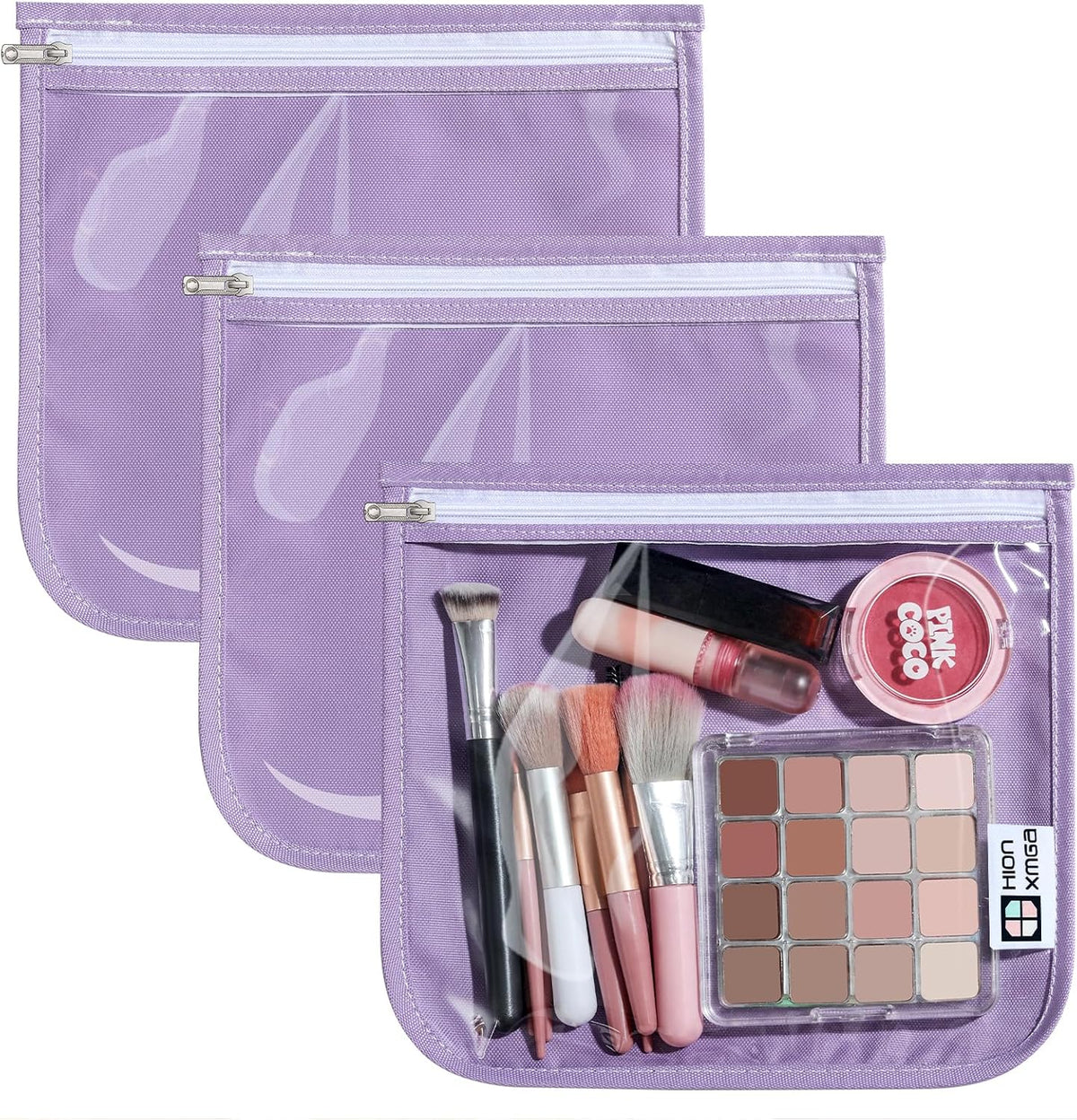 TSA Approved Toiletry Bag, Set of 3 Clear Travel Toiletry Bag Quart Size Zipper Travel Pouch, Waterproof Makeup Cosmetic Bag for Women Men Kids Toiletries Carry on, Flowers