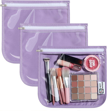 TSA Approved Toiletry Bag, Set of 3 Clear Travel Toiletry Bag Quart Size Zipper Travel Pouch, Waterproof Makeup Cosmetic Bag for Women Men Kids Toiletries Carry on, Flowers