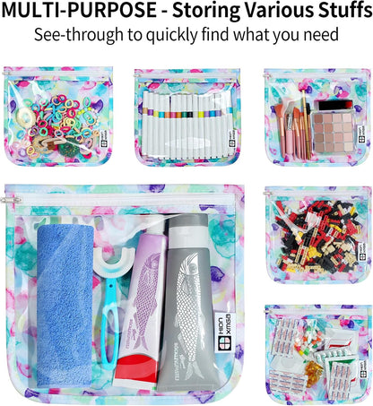 TSA Approved Toiletry Bag, Set of 3 Clear Travel Toiletry Bag Quart Size Zipper Travel Pouch, Waterproof Makeup Cosmetic Bag for Women Men Kids Toiletries Carry on, Flowers