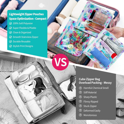 TSA Approved Toiletry Bag, Set of 3 Clear Travel Toiletry Bag Quart Size Zipper Travel Pouch, Waterproof Makeup Cosmetic Bag for Women Men Kids Toiletries Carry on, Flowers