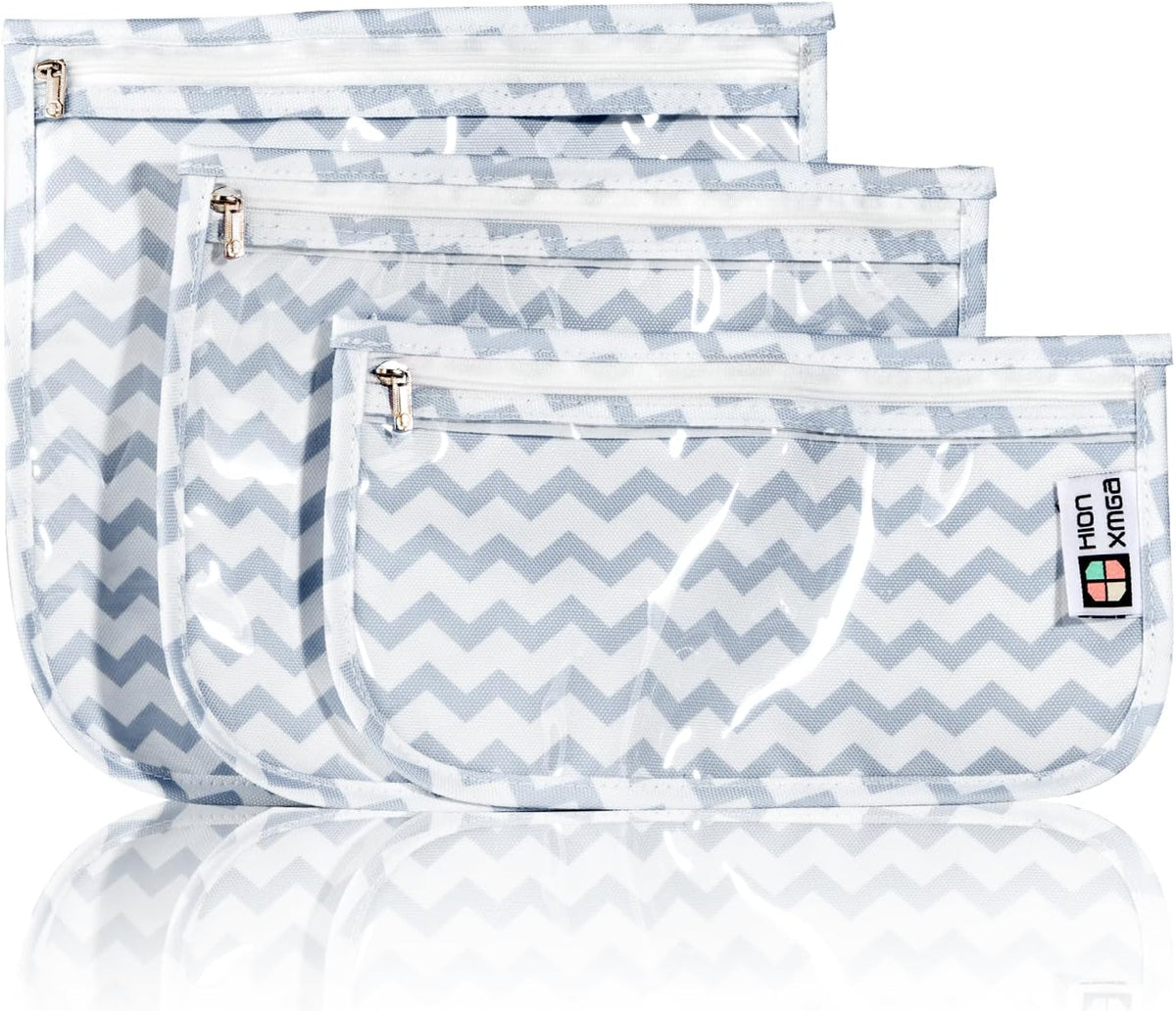 TSA Approved Toiletry Bag, Set of 3 Clear Travel Toiletry Bag Quart Size Zipper Travel Pouch, Waterproof Makeup Cosmetic Bag for Women Men Kids Toiletries Carry on, Flowers