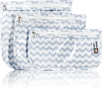 TSA Approved Toiletry Bag, Set of 3 Clear Travel Toiletry Bag Quart Size Zipper Travel Pouch, Waterproof Makeup Cosmetic Bag for Women Men Kids Toiletries Carry on, Flowers